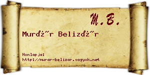 Murár Belizár névjegykártya